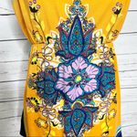 Colorful Boho Strapless Halter Handkerchief Floral Top Size Small Yellow Orange Photo 2
