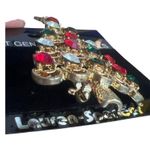Vintage Lauren Spencer Genuine Crystal Pin Brooch Gold Tone Red Green Clear New Photo 1