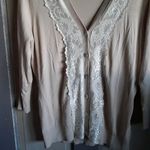 August Silk  Tan and White Lace Cardigan Photo 1