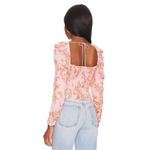 Free People  floral top hillary square neck tie front long sleeve bow boho blush Photo 10
