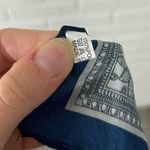 Vintage Silky Satin Navy Blue Paisley Print Scarf OS Photo 2