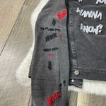 ZARA Awesome What You Wanna Know Graphic Embroidered Black Denim Jacket Photo 7