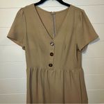 SheIn Elegant Tan Button-Front Jumpsuit Lightweight Neutral Minimalist size Small Photo 2