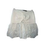 Micas ✨ Knot Front Knit Embroidered Tube Sz XS Top Beige✨ Photo 5