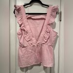VERO MODA  Size L Soft Pink Cotton Gauze Open Back Ruffle Sleeve Tank Top Photo 1