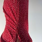 Amuse Society Dress Women S Red Polka Dot Maxi Slit Cap Sleeve Zip Wedding Guest Photo 6