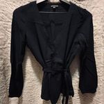 J.Crew  Mercantile Black Longsleeve Top W/ Tie Photo 0