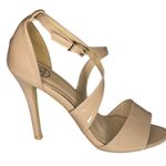 Missguided  𖧷 Cross Strap Stiletto Heels Sandals 𖧷 Nude Vegan Patent Leather Photo 14