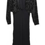VTG Nostalgia‎ Black Maxi Dress Velvet Floral Jacket 90s Whimsigoth Fairy Grunge Size L Photo 0