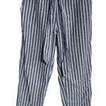 Lydelle Tie Waist Lightweight Striped Beachy Cotton Straight Leg Ankle SZ M Photo 0