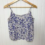 Free People  blue & white‎ floral scalloped cami top Size S Photo 5