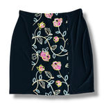 Passports black boho floral embroidery skirt L elastic waist artsy mini Size L Photo 0