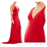 Mac Duggal Ieena for  red matte Jersey plunge V-Neck Gown Sz 4 Photo 2