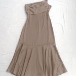 Taylor One Shoulder Satin Dress Size 6 Tan Photo 0