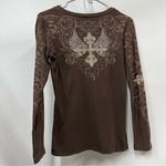 Katydid Long Sleeve cross wings studded rhinestones affliction style Read desc. Brown Photo 8