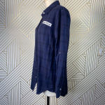SoulCycle ‎ Blue Plaid Flannel Button Down Logo Top Photo 5