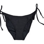 J.Crew  Ribbed curved-waist cheeky string bikini bottom in Black M‎ NWT Photo 0