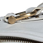 Tahari White Leather Ruffle Accent Tote Bag Shoulder Bag Gold Hardware Dome Photo 5