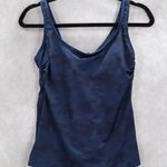 Navy Blue Camo Beach Padded Active Swim Sports Bra Tankini Tank Top S Small Photo 0