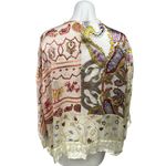 Anthropologie  Floreat Silk Satin Paisley Patchworks Lace Kimono Cardigan Top S Photo 1