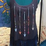 Women’s Boho Arrow Western Boho Graphic Fringe Tank Top Size L Photo 0