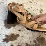 Tod's TOD’S Beige Leather and Metallic T-Strap Sandals Size 36.5 / 6.5 Photo 3