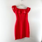 Aritzia Babaton by  Emry Off The Shoulder Ruffle Trim Bodycon Mini Dress Red US 4 Photo 5