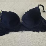 Cacique  Sz 38C Boost Plunge Push Up Padded Bra Blue With Yellow Flower Floral Photo 6