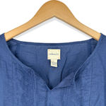 G.H. Bass &Co. G.H. Bass & Co. | Large | Navy Blue Embroidered 3/4 Sleeve Split Neck Tunic Photo 1