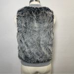 Three Dots Gray Faux Fur Vest Size S | Button Front Sweatshirt Trim Layering Photo 3