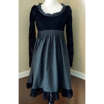 Ryu Black Lace Long Sleeve & Gray Pleated Knit ModCloth Dress Whimsigoth Fairy Photo 1