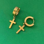 Cross Dangle Drop Earrings for Men Women,Punk Hip Hop Earrings Gold Photo 0