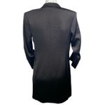 Halston Black Satin Double Breasted Ruched 3/4 Sleeve Blaxzr Coat Jacket Top XS Photo 2