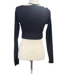 Halara  Navy Ribbed Long Sleeve Crop Top with Strappy Detail Size M NWT Photo 2