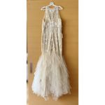 COLORS Ivory Gown Mermaid Mesh Embellished Sleeveless Evening Wedding Dress 14 Photo 3
