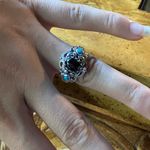Natural Shungite Sleeping Beauty Turquoise Sterling Silver Ring Size 8 Black Photo 3