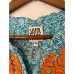 Ivy Jane Sister Mary M 100% Cotton Blue White Floral Embroidered Orange Blouse Size M Photo 4
