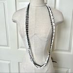 Vintage black and white beaded multi strand long necklace Photo 4