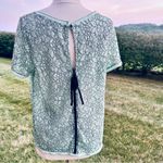 Loft Ann Taylor Mint Green Lace Short Sleeve Sheer Dainty Floral Blouse Photo 11