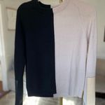 Veda 100% Cashmere Colorblock Sweater Black Beige Leather Cuff Quiet Luxury Boho Photo 0