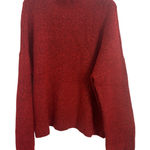 Sanctuary  Red Fuzzy Ribbed Mock Neck Pullover Sweater Size Small Christmas Cozy Photo 0