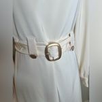 NTM: MOTF Belted Square Neckline Lined Cream & Gold Dress Size Small Photo 7