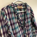 Bit & Bridle  Flannel Button Up Shirt Women’s Size L Photo 6