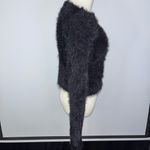 Urban Outfitters Solid Black Fuzzy Cropped Stretchy Crew Neck Sweater Small Photo 6