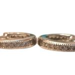 New 925 Sterling Silver Paved Diamonds Hoops Huggies Earrings Photo 13
