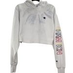 Champion Women's White Y2K Vintage Cropped Reverse Weave Hoodie Size M Gray Size M Photo 1