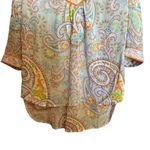 Gretchen Scott Top Womens Small Multicolor Paisley Print Sheer V Neck Blouse Photo 3