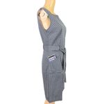 Tommy Hilfiger Womens Sheath Dress Polka Dot Sleeveless Tie Belted Navy Blue Photo 4