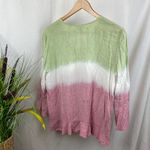 Cato Pink Green & White Ombre Striped Peasant Boho Blouse Top L Photo 2