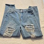 Elite Jeans Blue Straight Leg Jeans with Distressed Knees Photo 0